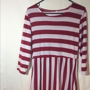 Red and white Stripe maxi dress